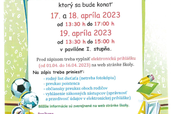 Zápis do 1. ročníka