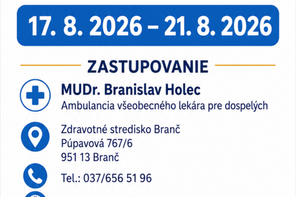 Oznam – MUDr. Milan Grajcarík Oznam – MUDr. Milan Grajcarík